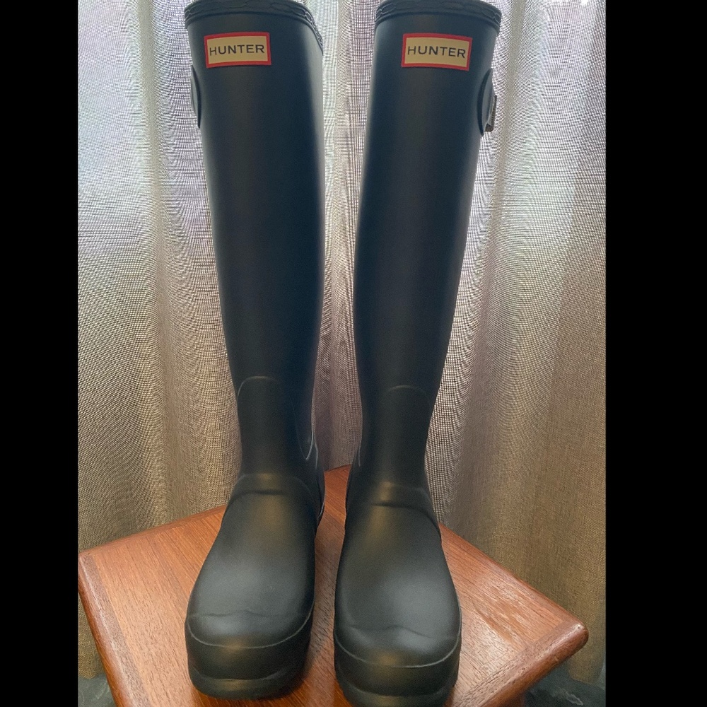 Hunter Tall Rain Boots Black Size US 8 EU 39 - Picture 2 of 5
